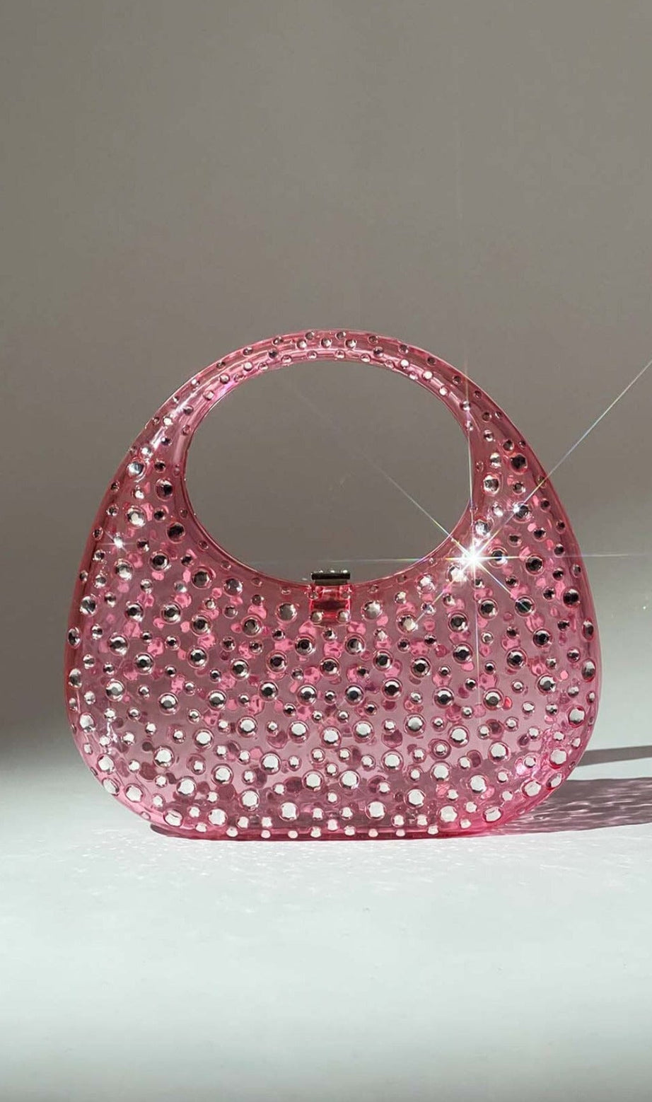 Transparente, verzierte Tasche in Pink