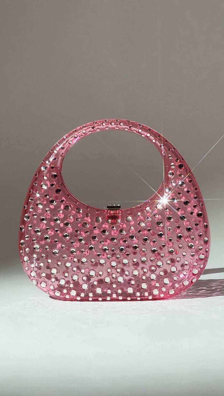 CLEAR EMBELLISHED BAG IN PINK