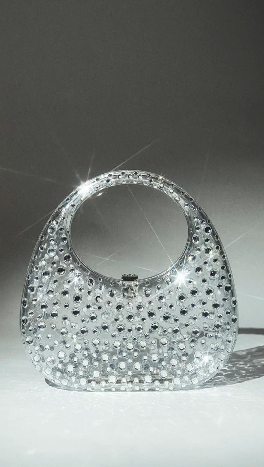 CLEAR EMBELLISHED BAG IN WHITE