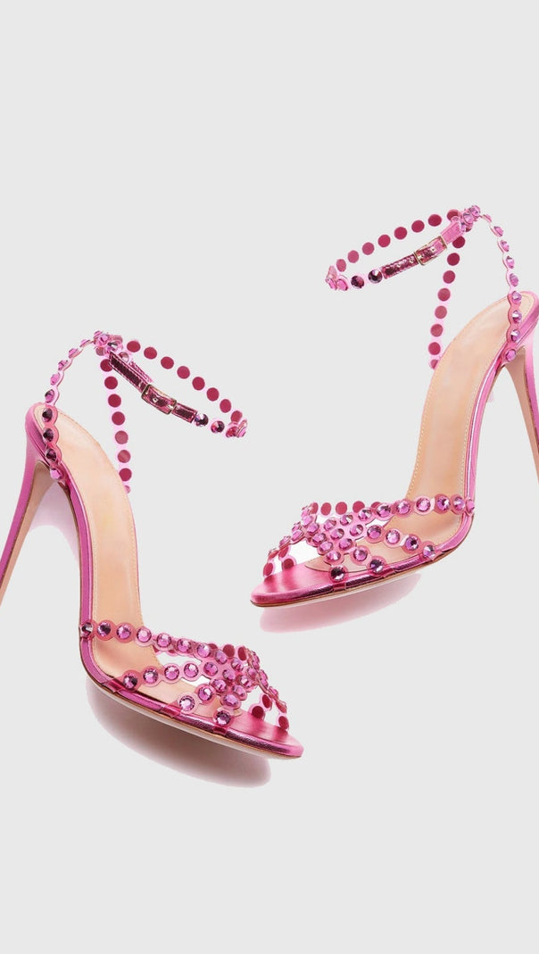 AIIZIE ASTASIA RHINESTONE EMBELLISHED HEELS - PINK - product image