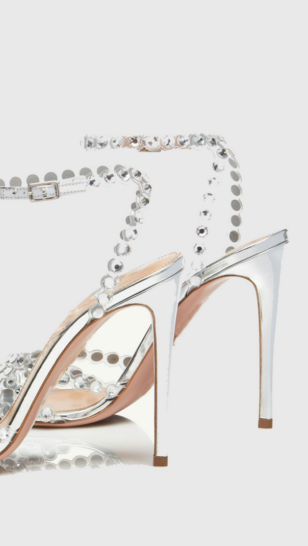 AIIZIE ASTASIA RHINESTONE EMBELLISHED HEELS - SILVER - product image