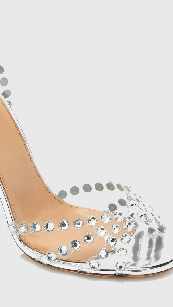 AIIZIE ASTASIA RHINESTONE EMBELLISHED HEELS - SILVER - product image
