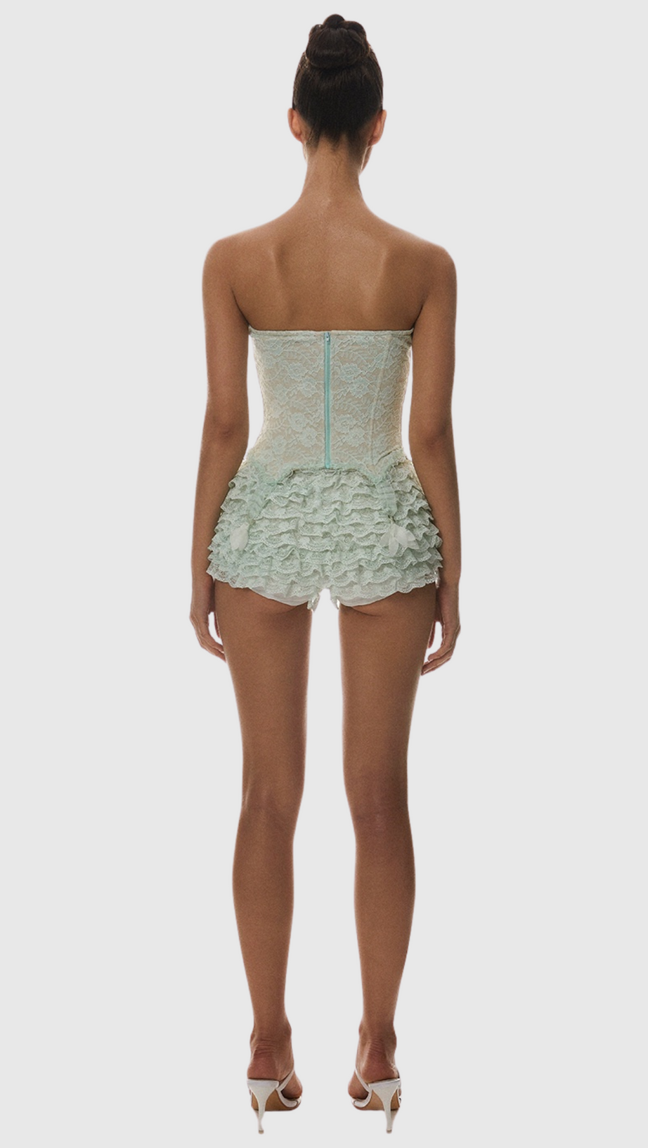 ATICI LACE STRAPLESS CORSET - GREEN