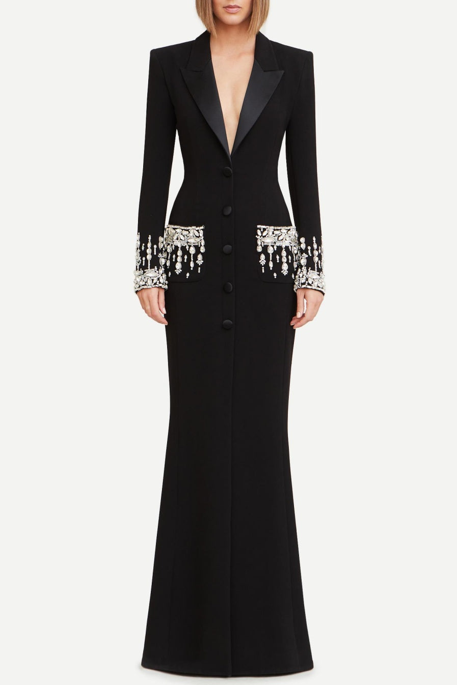 AIIZIE AURORA CRYSTAL EMBELLISHED BLAZER MAXI DRESS - product image