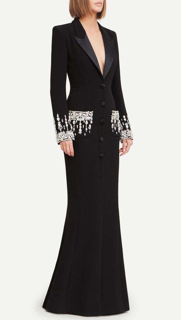 AIIZIE AURORA CRYSTAL EMBELLISHED BLAZER MAXI DRESS - product image