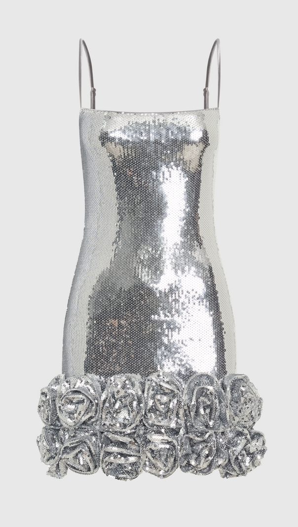 AIIZIE SEQUIN FLOWER APPLIQUÉ MINI DRESS - product image