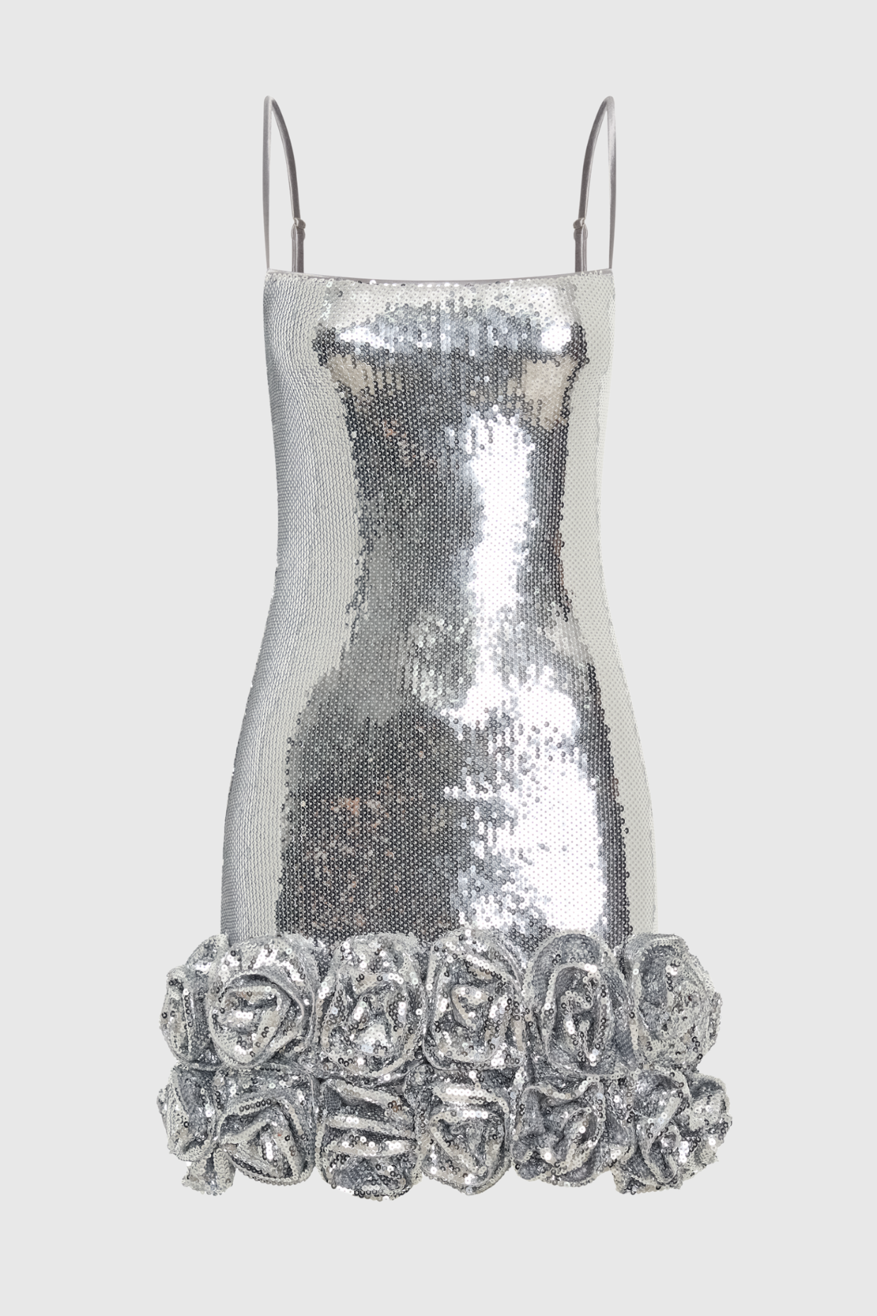 MINI ABITO CON APPLICAZIONI DI FIORI IN PAILLETTES