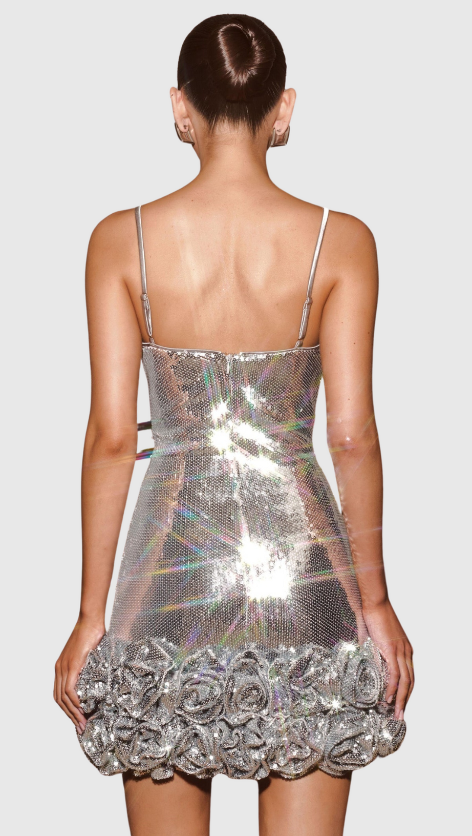 MINI ABITO CON APPLICAZIONI DI FIORI IN PAILLETTES