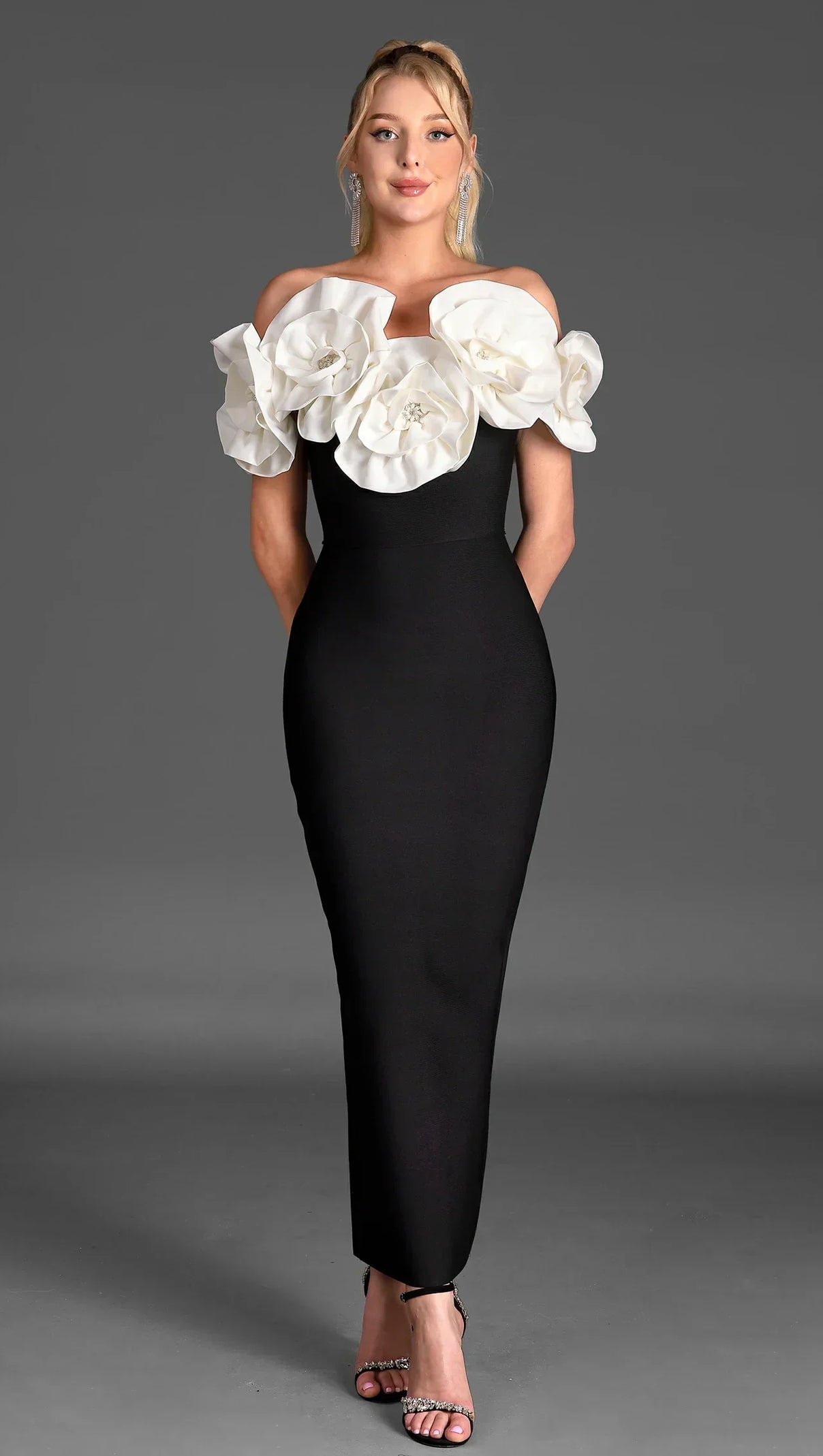 AIIZIE RAFAIL 3D FLOWER BANDAGE DRESS - product image