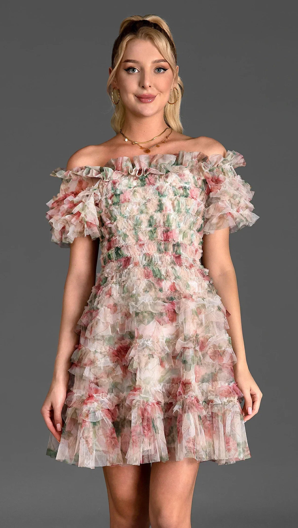 AIIZIE GABRAKI FLORAL RUFFLE MINI DRESS - product image