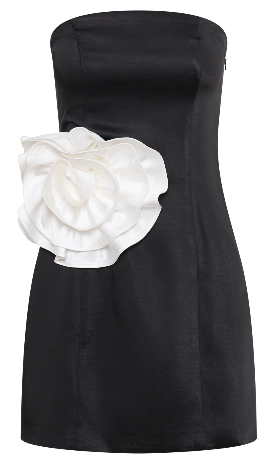 Trägerloses Minikleid „Bernadette“ in Rose-Optik - Schwarz