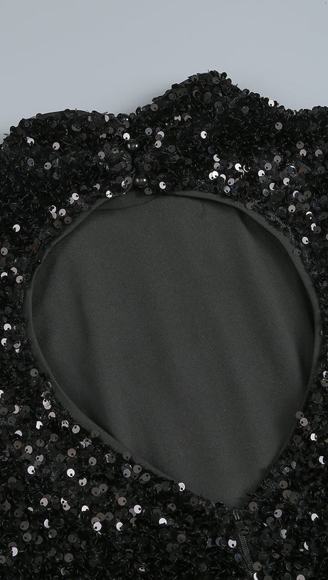 SEQUIN EMBELLISHMENTS SLIT MAXI DRESS