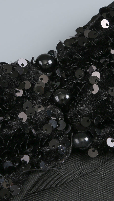 SEQUIN EMBELLISHMENTS SLIT MAXI DRESS