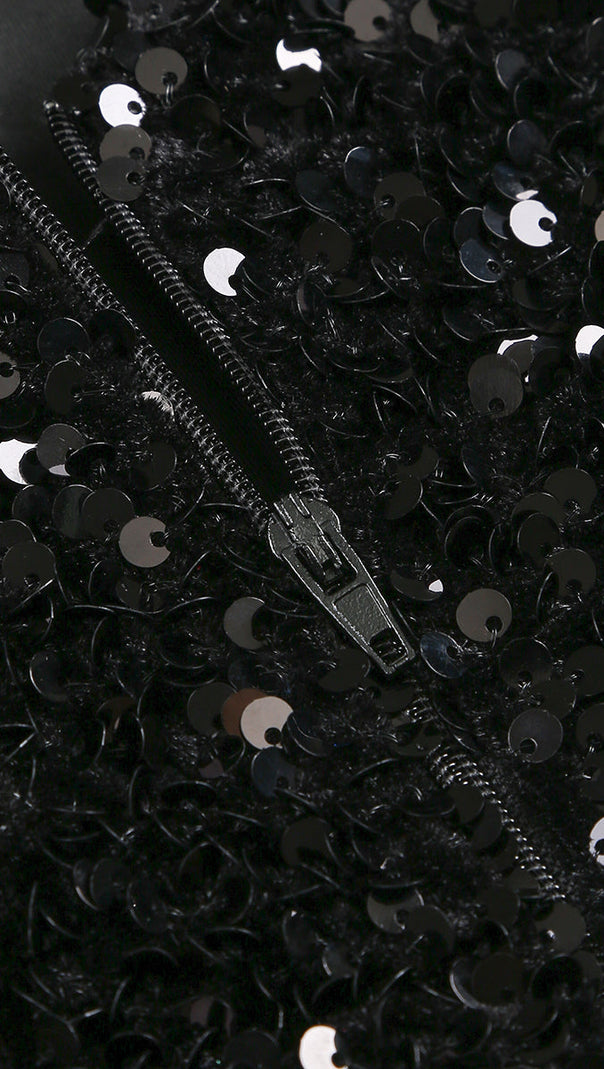 Sequin Embellishments Slit Maxi Dress