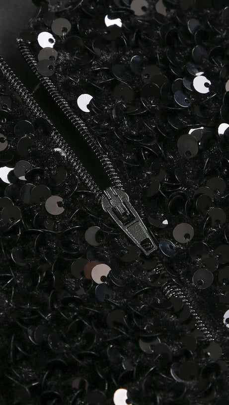 SEQUIN EMBELLISHMENTS SLIT MAXI DRESS