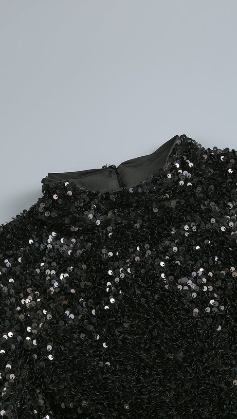 SEQUIN EMBELLISHMENTS SLIT MAXI DRESS