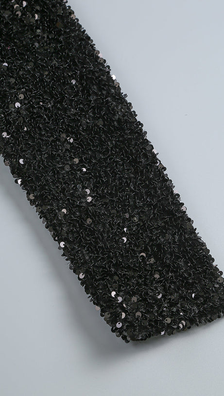 SEQUIN EMBELLISHMENTS SLIT MAXI DRESS