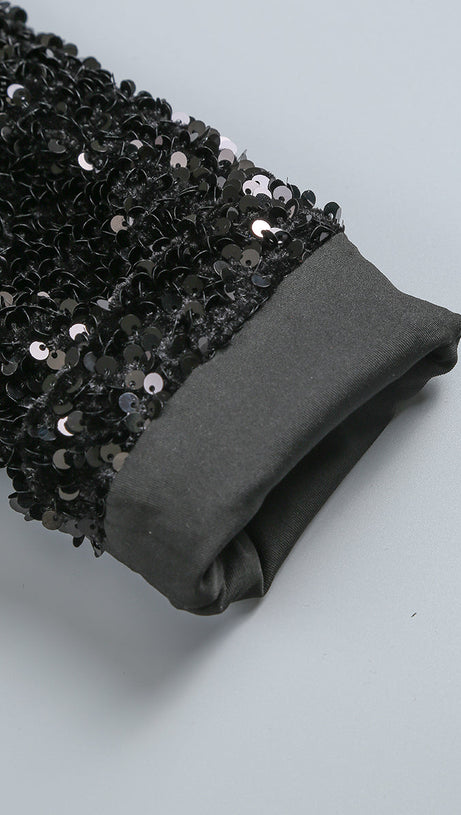 SEQUIN EMBELLISHMENTS SLIT MAXI DRESS