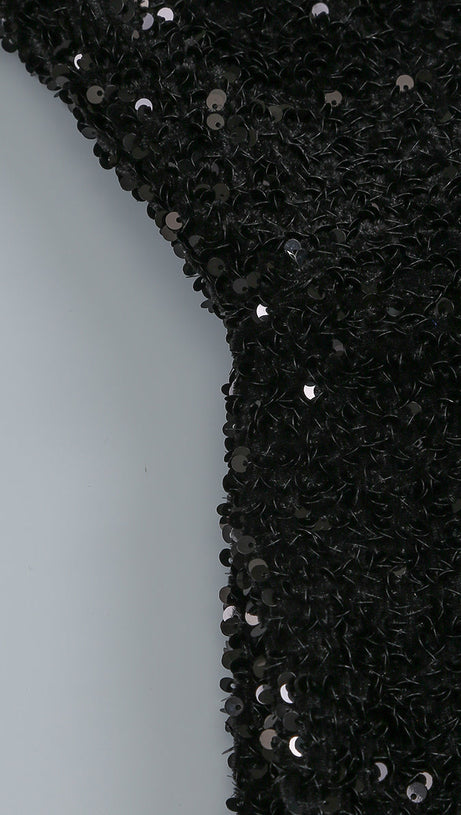 SEQUIN EMBELLISHMENTS SLIT MAXI DRESS