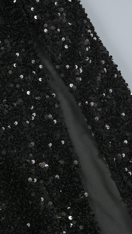 SEQUIN EMBELLISHMENTS SLIT MAXI DRESS