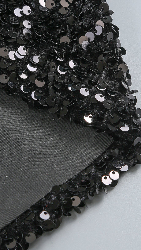 SEQUIN EMBELLISHMENTS SLIT MAXI DRESS