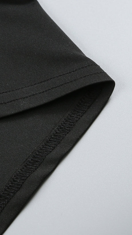 FLORAL-EMBELLISHED CRÊPE MAXI DRESS IN BLACK