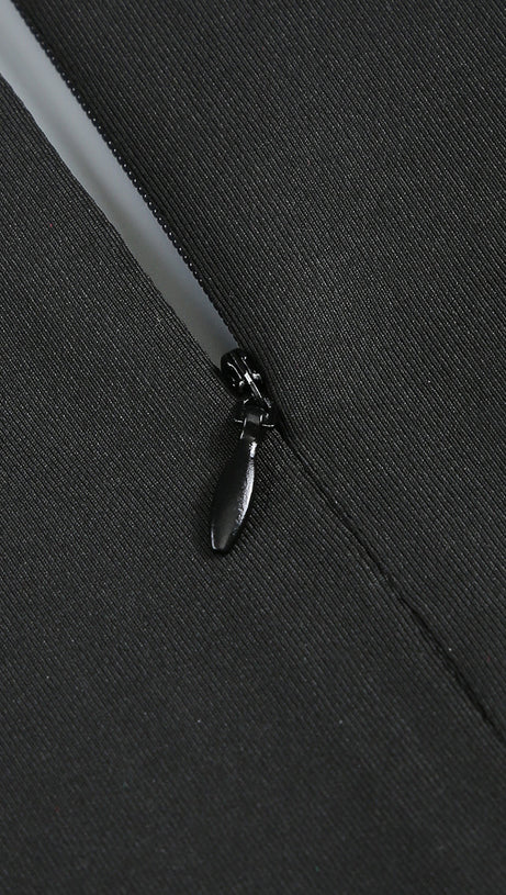 FLORAL-EMBELLISHED CRÊPE MAXI DRESS IN BLACK