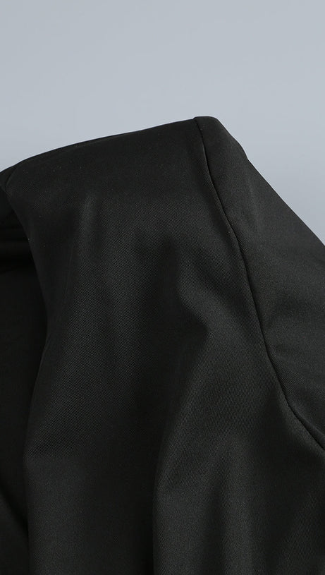 FLORAL-EMBELLISHED CRÊPE MAXI DRESS IN BLACK