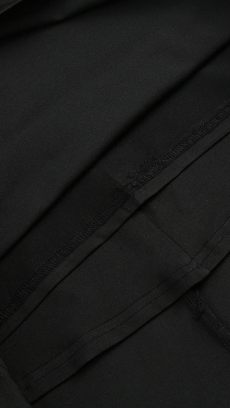 FLORAL-EMBELLISHED CRÊPE MAXI DRESS IN BLACK