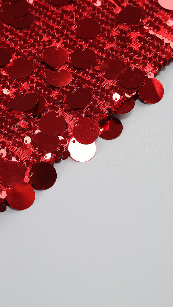 AIIZIE SEQUIN STRAPLESS MINI RED DRESS - product image