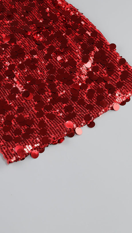 TRÄGERLOSES MINIKLEID MIT PAILLETTEN IN ROSA 