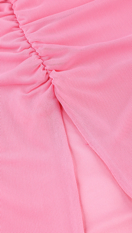 PINK MAXIKLEID MIT AUSSCHNITT UND RÜSCHEN 