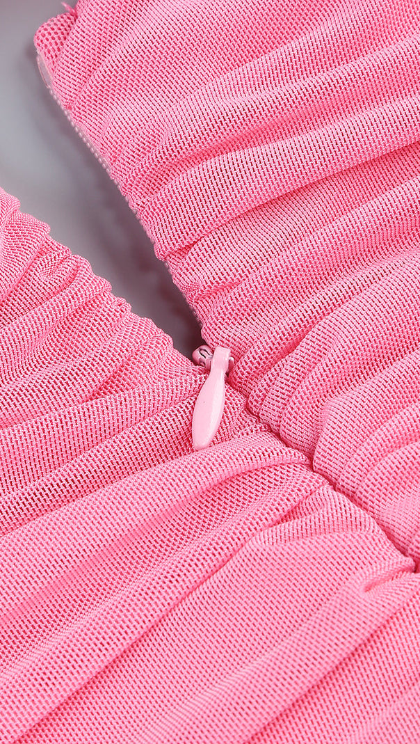AIIZIE PINK CUT OUT SPLIT RUCHED MAXI DRESS - product image