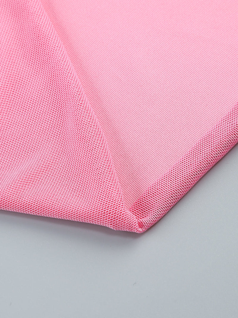 PINK CUT OUT SPLIT RUCHED MAXI DRESS