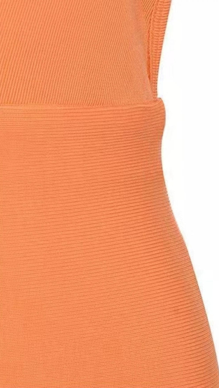 NEON ORANGE PLUNGING NECK BATWING SLEEVE BACKLESS BODYCON BANDAGE DRESS