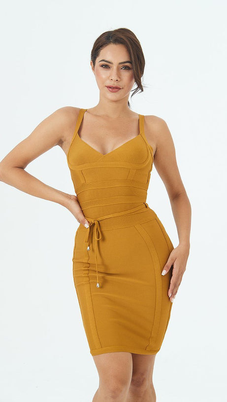 BANDAGE MINI DRESS -ORANGE
