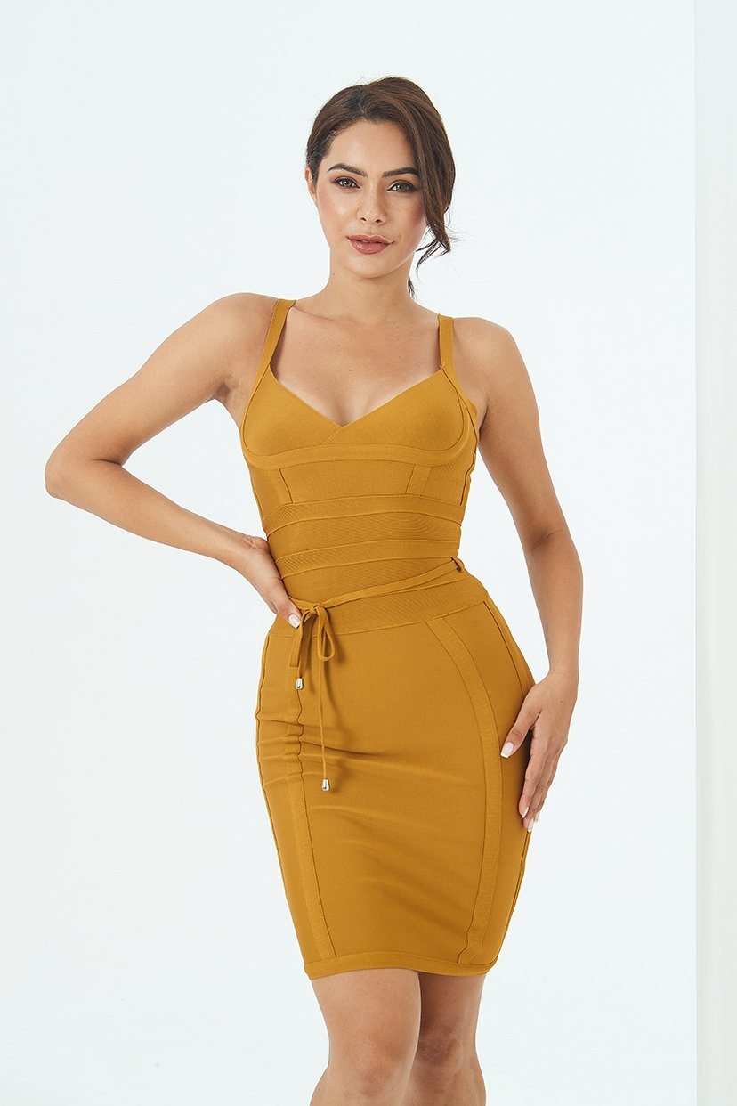 BANDAGE MINIKLEID - ORANGE