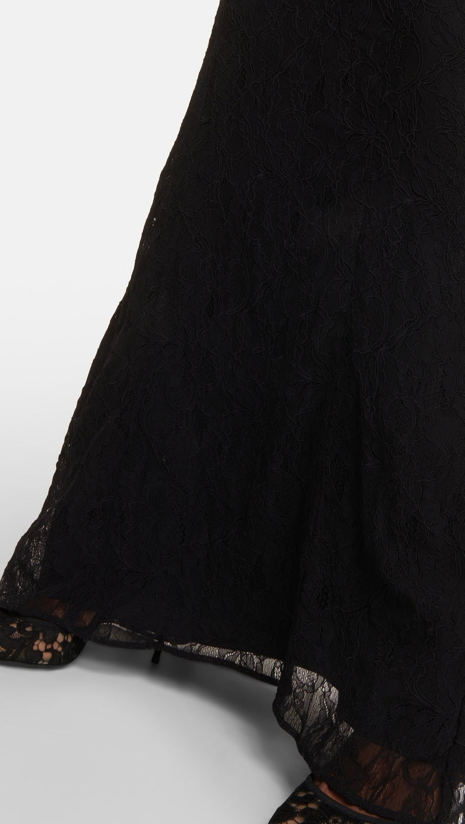 BLACK LACE DRESS WITH DENUDED SHOULDERS