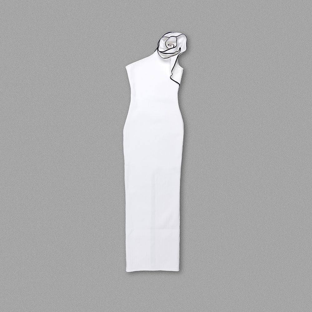 AIIZIE KNITTED ASYMMETRICAL FLOWER DECOR MAXI DRESS - product image