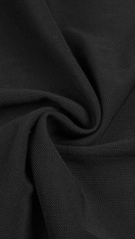 TUTA DUE PEZZI DRAPPEGGIATA A MANICHE LUNGHE NERA