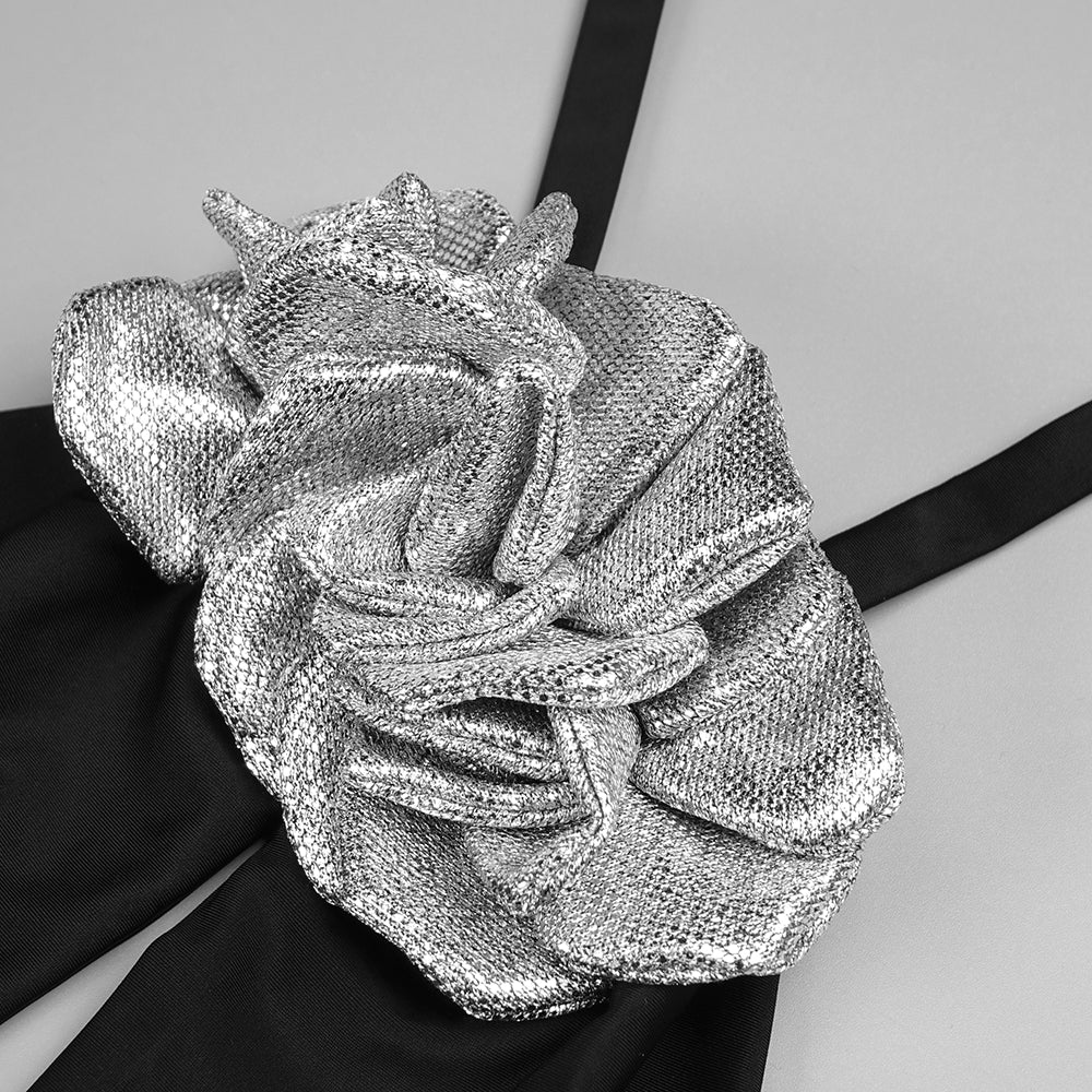 AIIZIE CRYSTAL-EMBELLISHED APPLIQUÉD SILK-CREPE HALTERNECK GOWN - product image