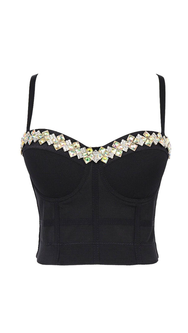 AIIZIE BLACK CRYSTAL CORSET - product image