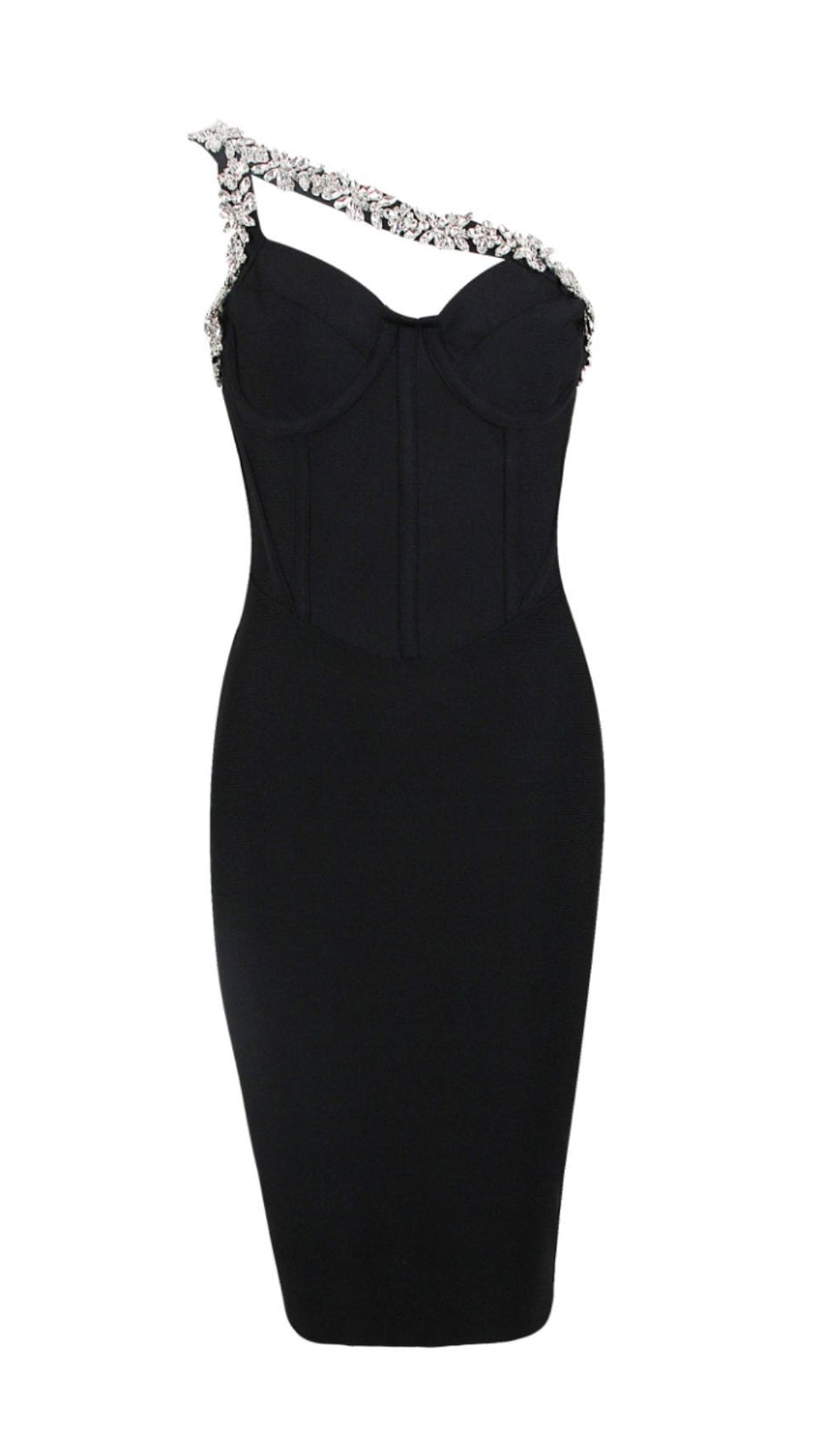 BLACK CRYSTAL STRAPS CROSET DRESS