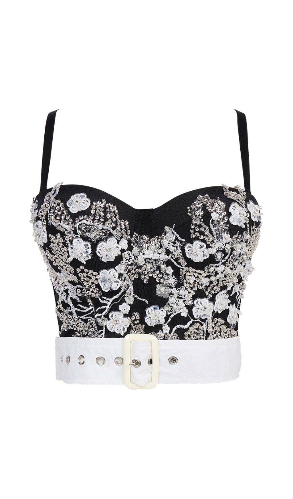 SCHWARZES VERZIERTES GÜRTELKORSETT