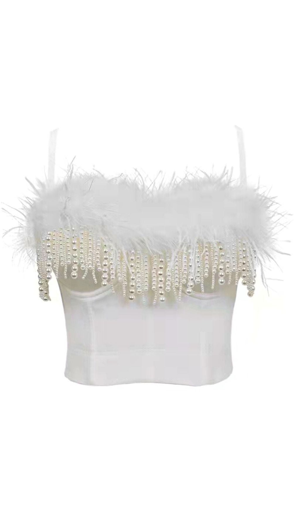 TOP CORSETTO CON PIUME DI PERLA
