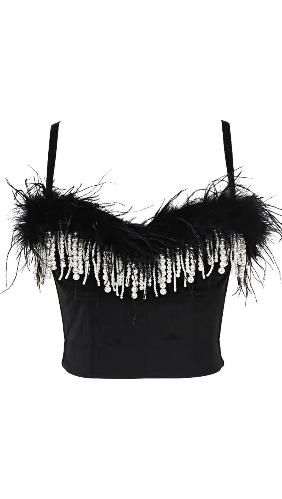 TOP CORSETTO CON PIUME DI PERLA