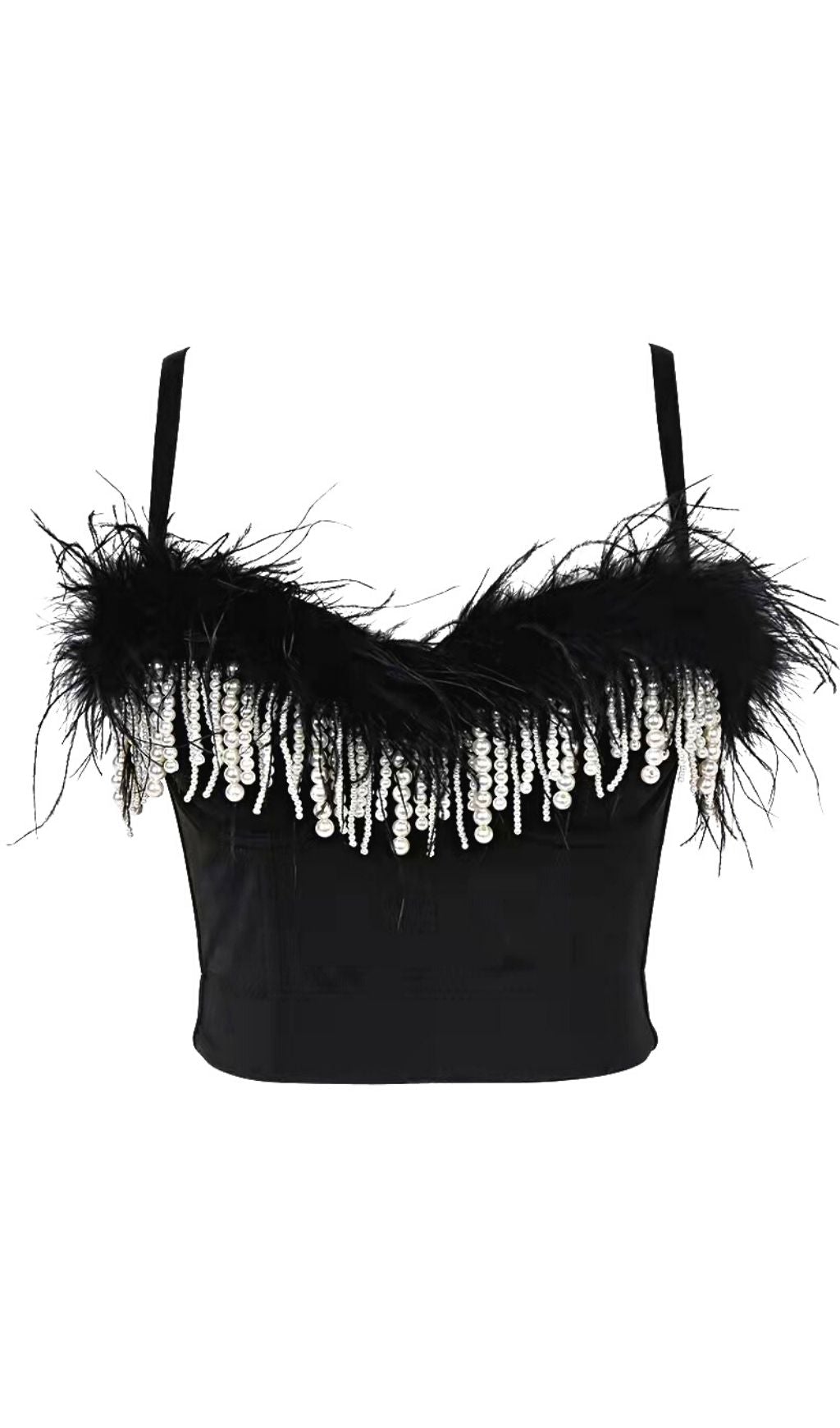 TOP CORSETTO CON PIUME DI PERLA