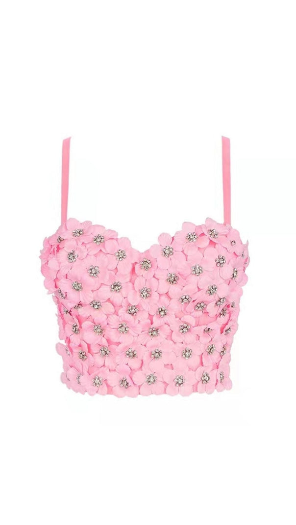 AIIZIE BLACK FLOWER CRYSTAL TOP - product image