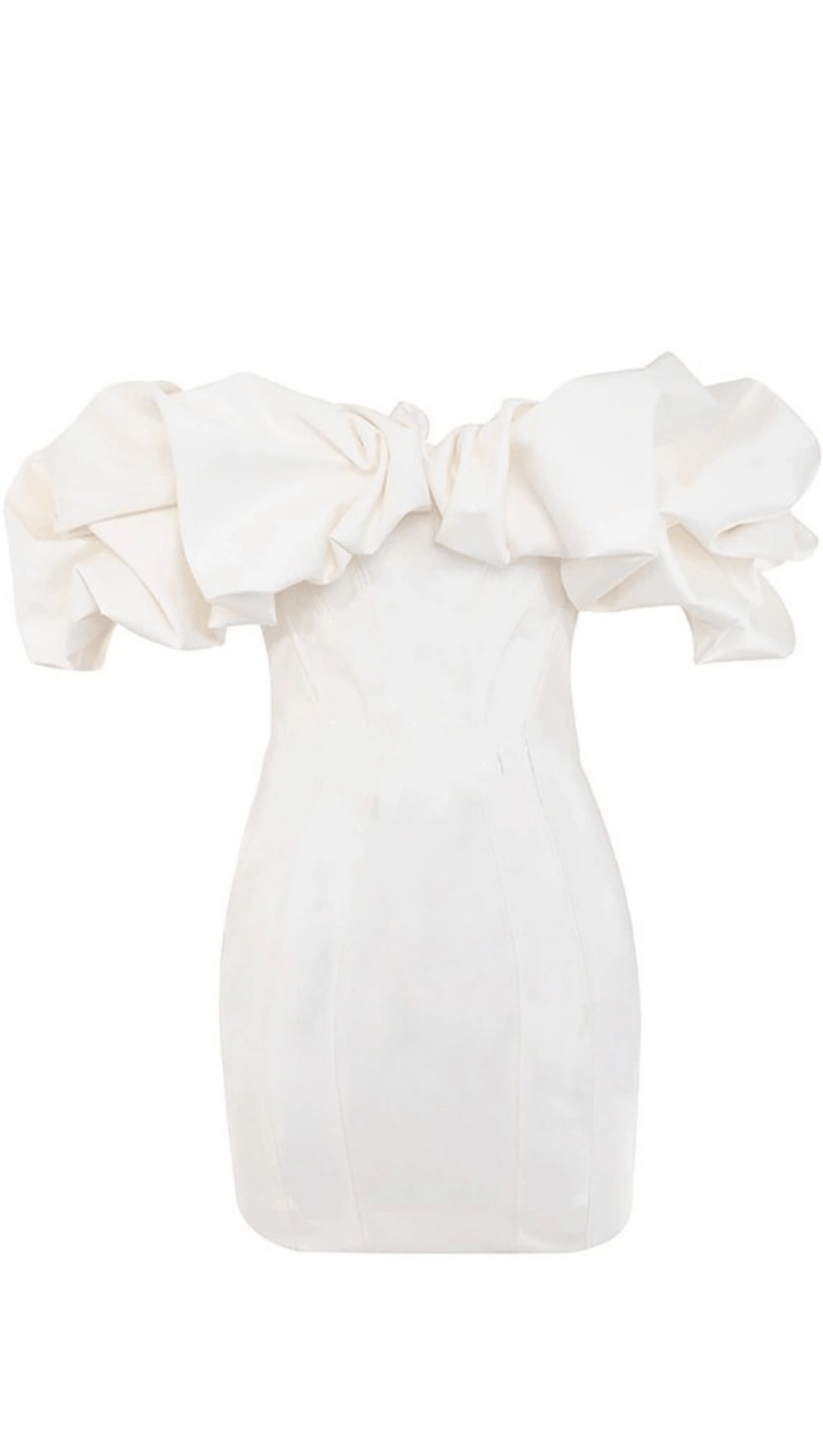 BLACK SATIN RUFFLE STRAPLESS DRESS