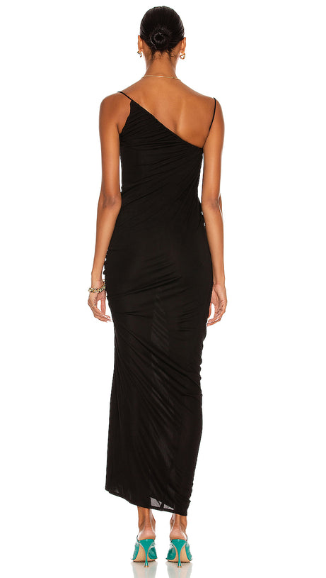 Französisches schwarzes Sling-Kleid aus Strickbandage 